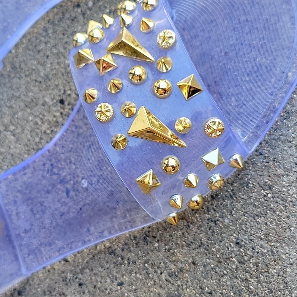 Stylish Gold Studded Women's Sandals - Picture 4 of 6